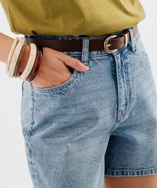 Short en jean large taille haute avec ceinture femme vue2 - GEMO 4G FEMME - GEMO