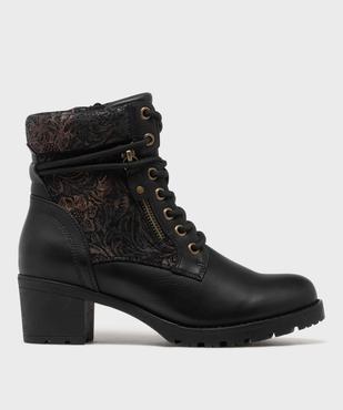 Bottines à lacets avec empiècement à motifs femme - Emilia Rosa vue1 - EMILIA ROSA - GEMO