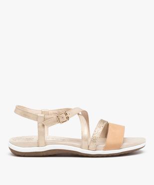 Sandales femme plates à brides brillantes et semelle bicolore vue1 - GEMO (CASUAL) - GEMO