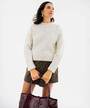 Pull maille col montant femme vue1 - GEMO(FEMME PAP) - GEMO