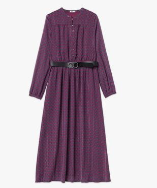 Robe femme en voile à manches longues avec ceinture à boucle vue4 - GEMO(FEMME PAP) - GEMO
