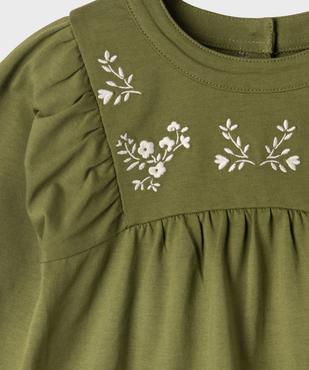 Blouse manches longues en jersey de coton ample et brodé bébé fille vue2 - GEMO(BEBE DEBT) - GEMO