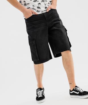 Bermuda en jean coupe cargo ample délavé homme vue1 - GEMO 4G HOMME - GEMO