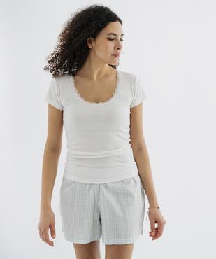 Haut de pyjama en maille côtelée femme vue4 - GEMO 4G FEMME - GEMO