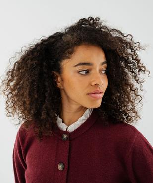 Gilet en maille à col rond avec empiècement froncé en coton femme vue2 - GEMO(FEMME PAP) - GEMO