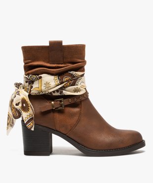 Boots femme à talon avec foulard et brides décoratives vue1 - GEMO(URBAIN) - GEMO