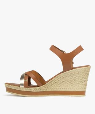 Sandales à brides en cuir sur semelle compensée femme - Tanéo vue3 - TANEO - GEMO