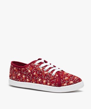 Baskets femme en toile imprimée fleurs fermeture lacets vue2 - GEMO (SPORTSWR) - GEMO