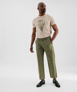 Tee-shirt manches courtes avec motif positif homme vue4 - GEMO 4G HOMME - GEMO