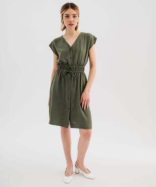 Robe manches courtes avec boutons sur l’avant femme vue1 - GEMO(FEMME PAP) - GEMO