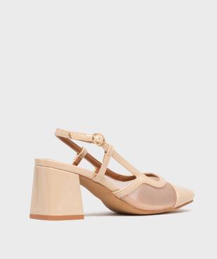 Escarpins slingback vernis à talon large et bout carré femme - Follow Me vue4 - FOLLOW ME - GEMO