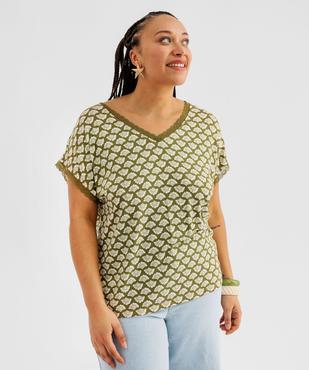 Tee-shirt imprimé à manches courtes à col V femme grande taille vue4 - GEMO 4G GT - GEMO