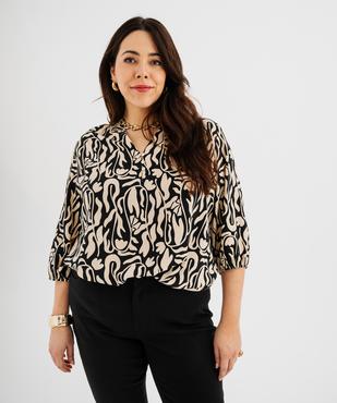 Blouse fluide en viscose avec manches 3/4 femme grande taille vue2 - GEMO 4G GT - GEMO