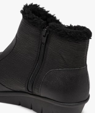 Boots fourrés femme unies à talon compensé et à double zip vue6 - GEMO (CONFORT) - GEMO