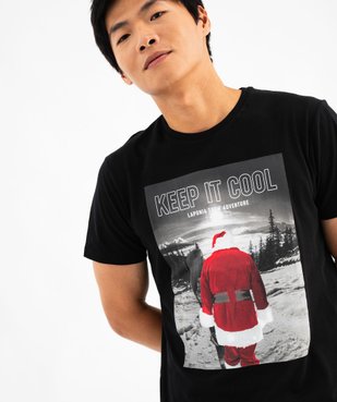 Tee-shirt manches courtes avec motif Père Noël homme vue2 - GEMO (HOMME) - GEMO