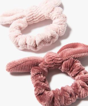 Chouchou fille en velours côtelé avec nœud (lot de 2) vue2 - GEMO - GEMO
