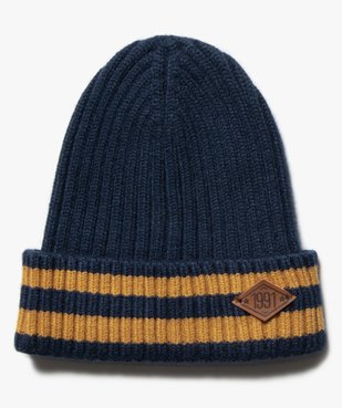 Bonnet garçon à côtes et revers rayé vue1 - GEMO (ENFANT) - GEMO