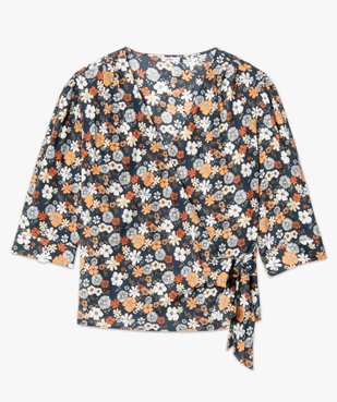 Blouse femme grande taille à manches ¾ forme cache-cœur vue4 - GEMO (G TAILLE) - GEMO