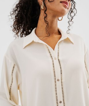 Chemise aspect crêpe avec détails ajourés pailletés femme vue2 - GEMO(FEMME PAP) - GEMO