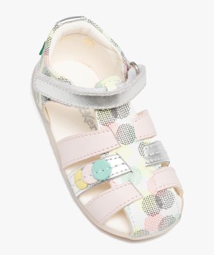 Chaussures premiers pas bébé fille sandales en cuir à motifs avec bout fermé - Kickers vue5 - KICKERS - GEMO