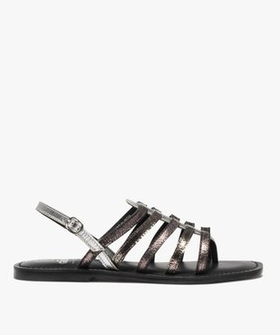 Sandales femme à brides style spartiates dessus cuir brillant vue1 - GEMO (CASUAL) - GEMO