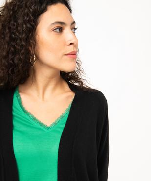 Gilet long en maille fine porté ouvert femme vue2 - GEMO(FEMME PAP) - GEMO