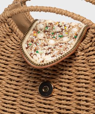 Sac besace en paille de papier à rabat perlé femme vue4 - GEMO (ACCESS) - GEMO
