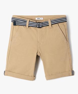 Bermuda en coton avec ceinture bicolore garçon vue1 - GEMO 4G GARCON - GEMO