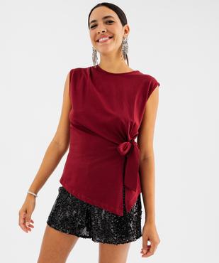 Débardeur asymétrique noué femme vue2 - GEMO 4G FEMME - GEMO
