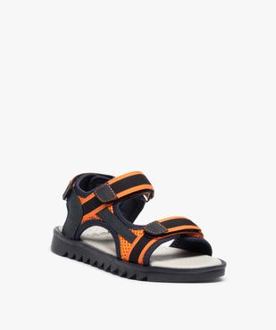 Sandales sport garçon à semelle crantée et détails fluo vue2 - GEMO 4G GARCON - GEMO