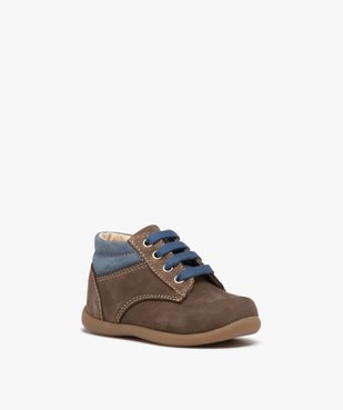 Chaussures premiers pas bébé garçon bicolores en cuir suédé vue2 - PREMIER PRIX BY GEMO - GEMO
