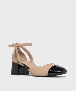 Escarpins bicolores avec bride cheville femme - Follow Me vue2 - FOLLOW ME - GEMO