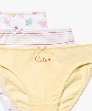 Culottes à motifs girly fille (lot de 3) vue2 - GEMO 4G FILLE - GEMO
