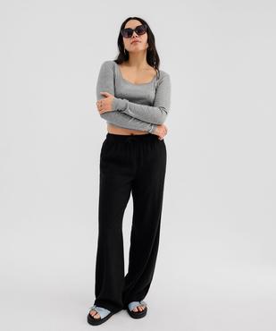Pantalon ample en viscose et lin femme vue4 - GEMO 4G FEMME - GEMO