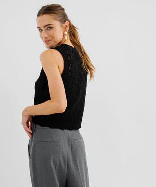 Débardeur en maille ajourée à boutonnière femme vue3 - GEMO 4G FEMME - GEMO