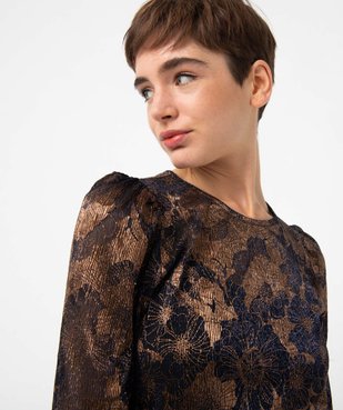 Tee-shirt femme à manches 3/4 en matière scintillante vue2 - GEMO(FEMME PAP) - GEMO