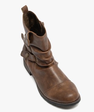 Boots femme style vintage à col plissé avec brides fantaisie et à zip vue5 - GEMO (CASUAL) - GEMO