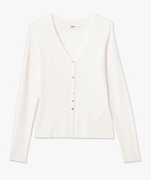 Gilet col V en maille côtelée coupe ajustée femme vue4 - GEMO(FEMME PAP) - GEMO