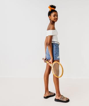 Tee-shirt sans manches à col bardot en maille côtelée fille vue8 - GEMO 4G FILLE - GEMO
