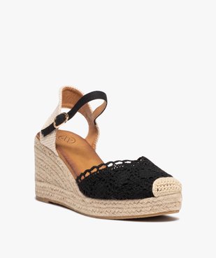 Sandales femme compensées en jute avec dessus brodé vue2 - SANS MARQUE - GEMO