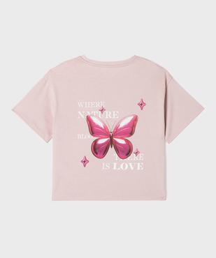 Tee-shirt manches courtes avec motif girly fille vue3 - GEMO 4G FILLE - GEMO