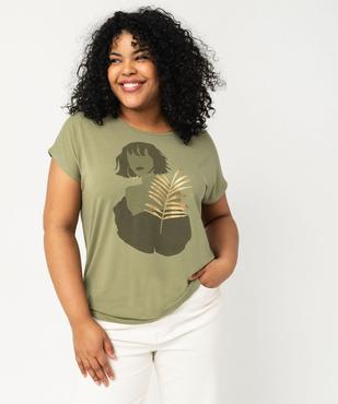Tee-shirt femme grande taille à manches courtes avec motifs vue2 - GEMO (G TAILLE) - GEMO