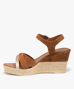 Sandales femme à talon compensé dessus cuir – Tanéo vue3 - TANEO - GEMO