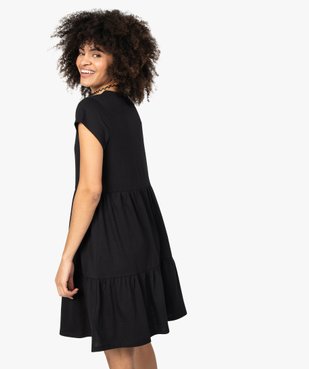Robe femme à manches courtes en maille extensible vue3 - GEMO(FEMME PAP) - GEMO