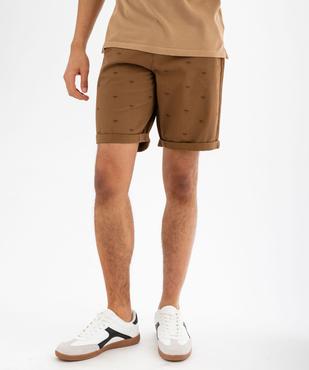 Bermuda coupe chino en toile de coton stretch imprimée homme vue1 - GEMO 4G HOMME - GEMO