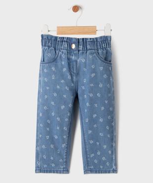 Jean droit à motif fleuri délavé bébé fille - LuluCastagnette vue1 - LULUCASTAGNETTE - GEMO
