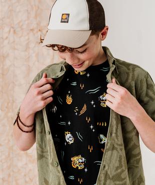 Chemise à manches courtes à motifs ton sur ton garçon vue8 - GEMO (JUNIOR) - GEMO