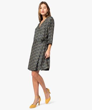 Robe femme cache-cœur à manches 3/4 et motif floral vue5 - GEMO(FEMME PAP) - GEMO