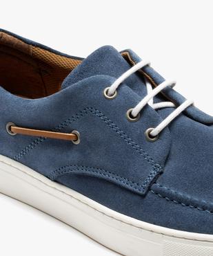 Chaussures bateau homme dessus en cuir uni à semelle contrastante - Taneo vue6 - TANEO - GEMO