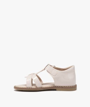 Sandales fille unies à brides vernies avec scratch vue3 - GEMO (ENFANT) - GEMO